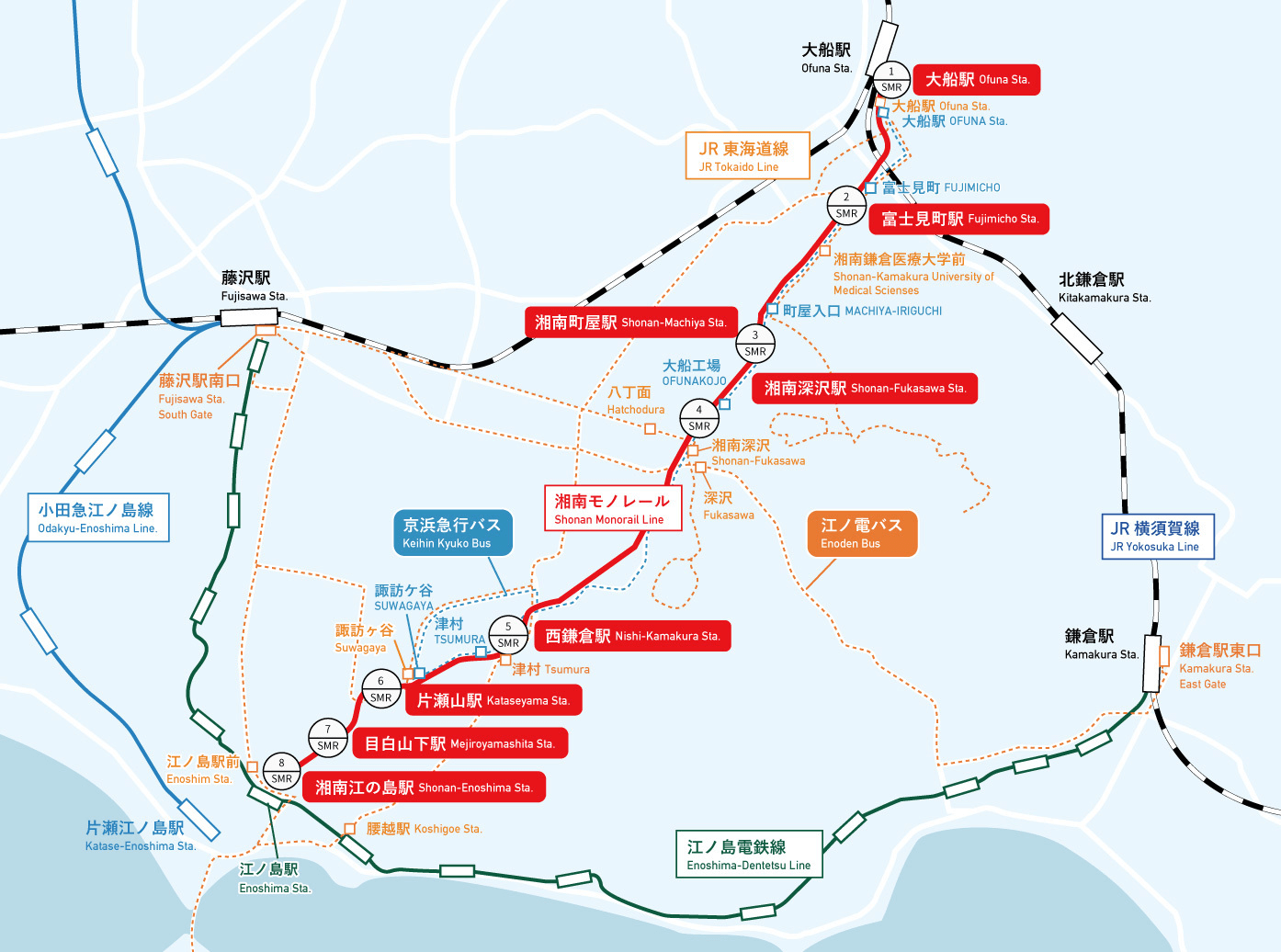 湘南モノレール振替輸送全体マップ